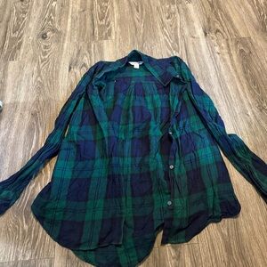 Old Navy Classic Green and Blue Plaid Shirt